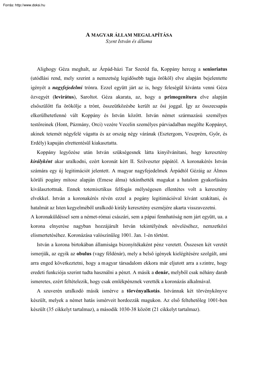 A magyar állam megalapítása