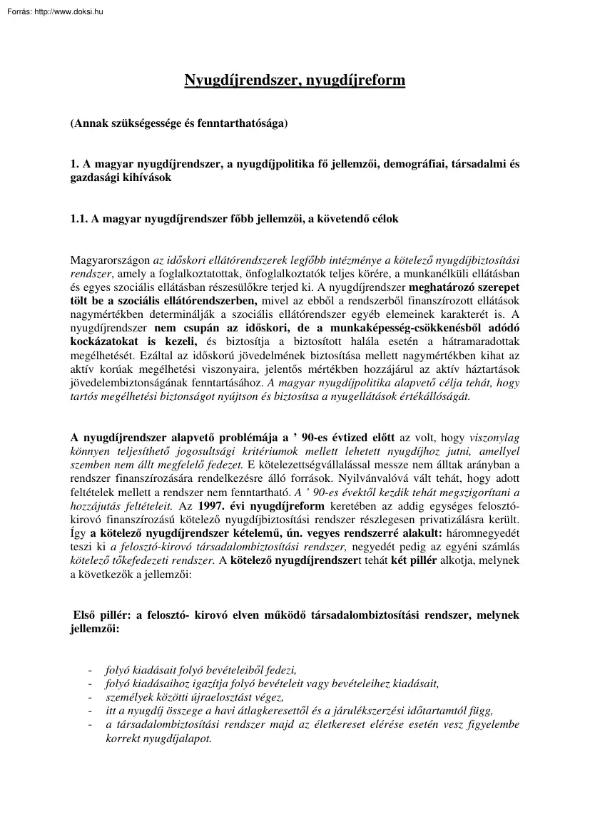Nyugdíjrendszer, nyugdíjreform