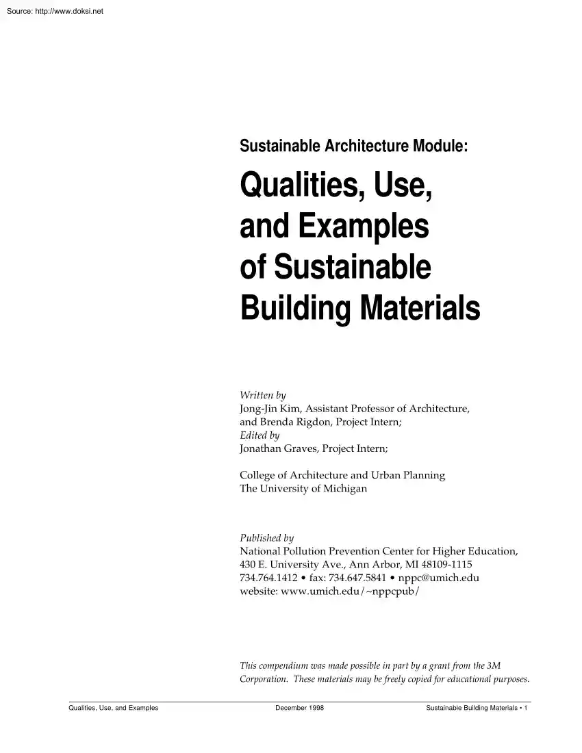Kim-Rigdon - Qualities, Use, and Examples of Sustainable Building Materials