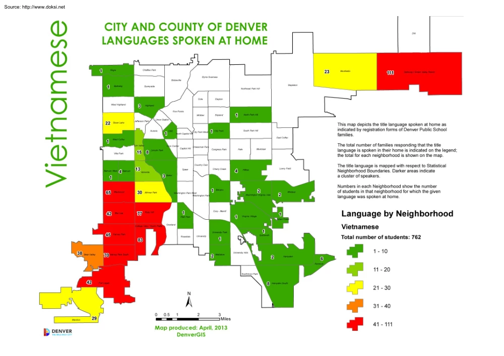 Vietnamese City and Country of Denver, Languages Spoken at Home