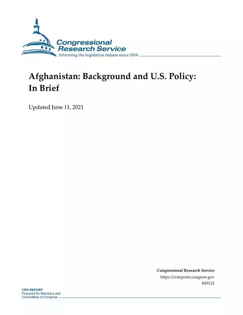 Afghanistan, Background and U.S. Policy In Brief