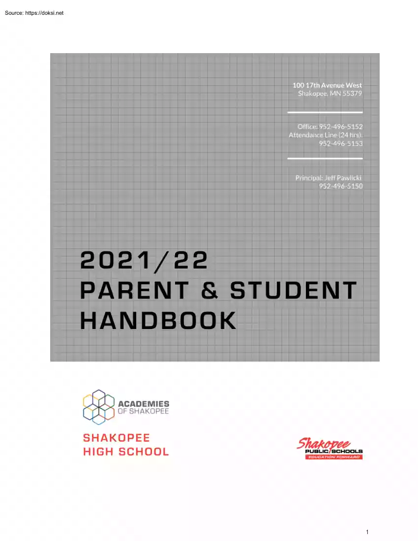 Shakopee High School, Parent and Student Handbook