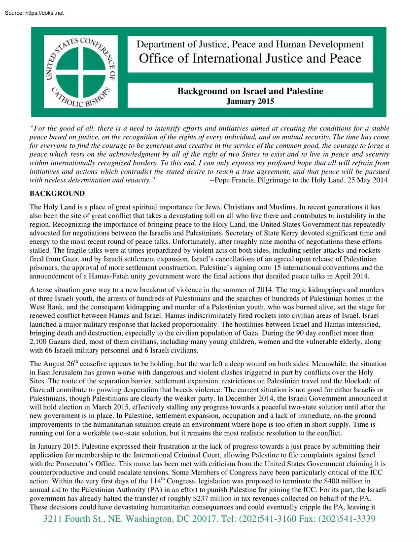 Background on Israel and Palestine