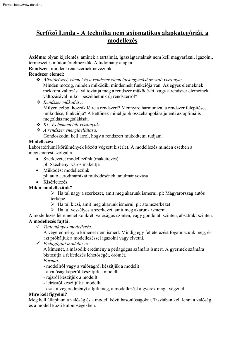Serfőző Linda - A technika nem axiomatikus alapkategóriái, a modellezés
