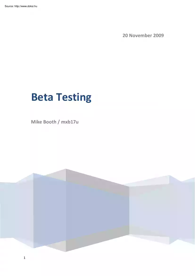 Mike Booth - Beta testing
