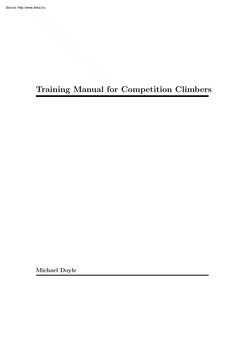 Michael Doyle - Training manual for competition climbers