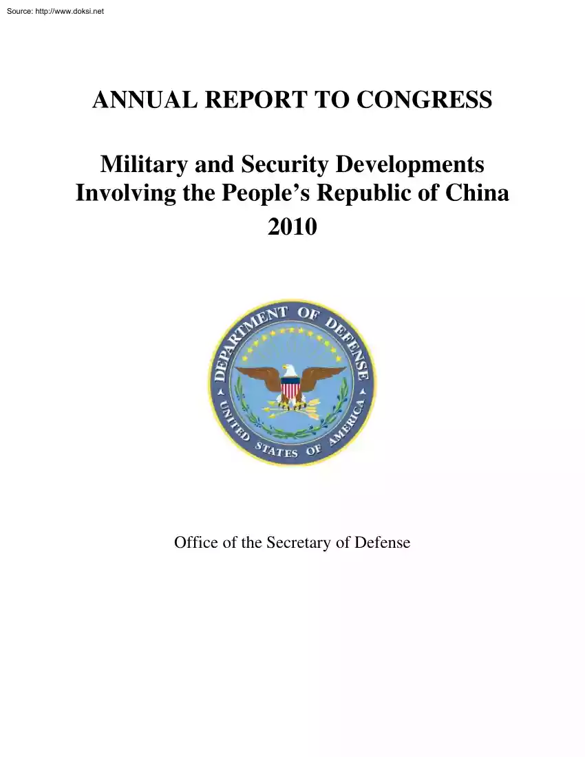 Military and Security Developments involving the Peoples Republic of China, 2010