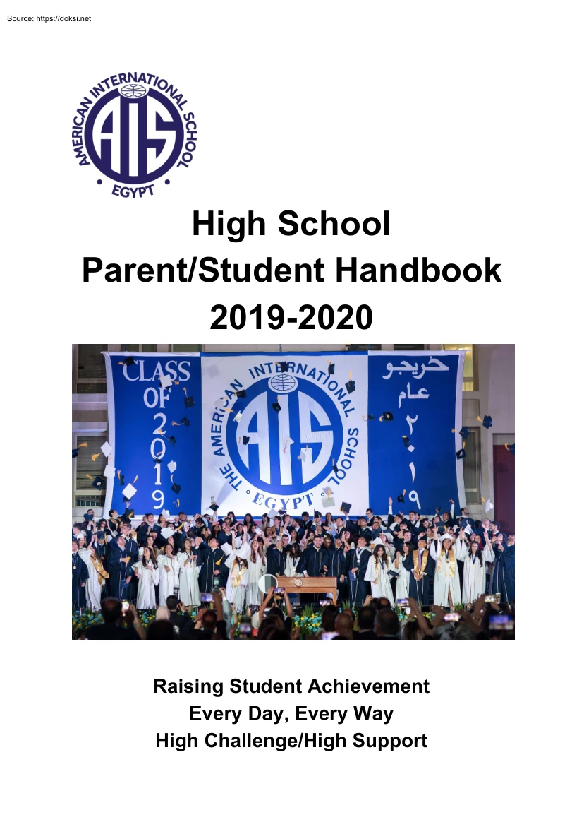 American International School, Egypt, High School Parent and Student Handbook