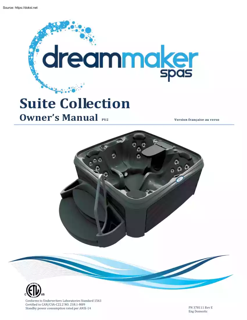 Dreammaker Spas Suite Collection, Owners Manual