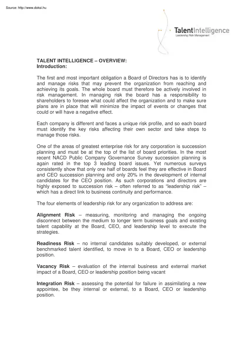 Talent intelligence, overview