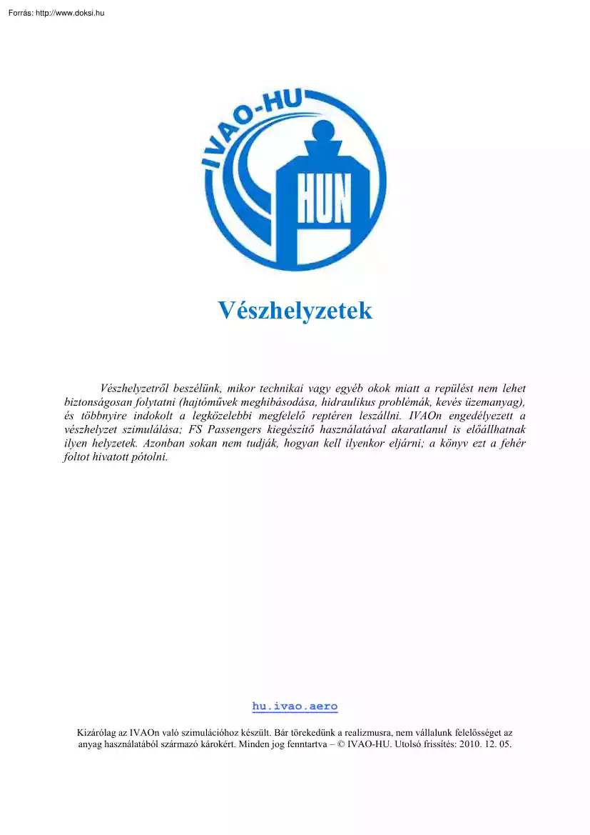 Vészhelyzetek a repülésben