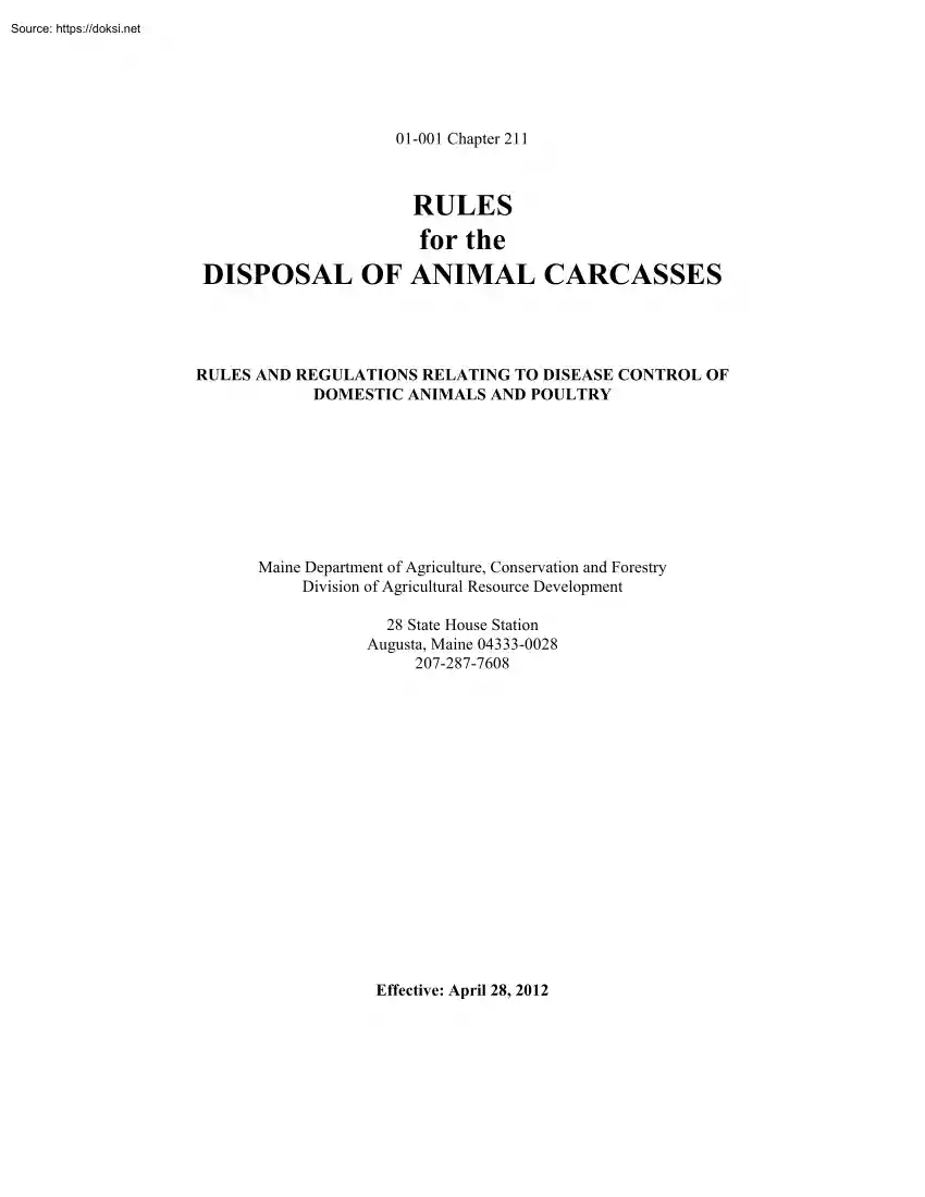 Rules for the Disposal of Animal Carcasses