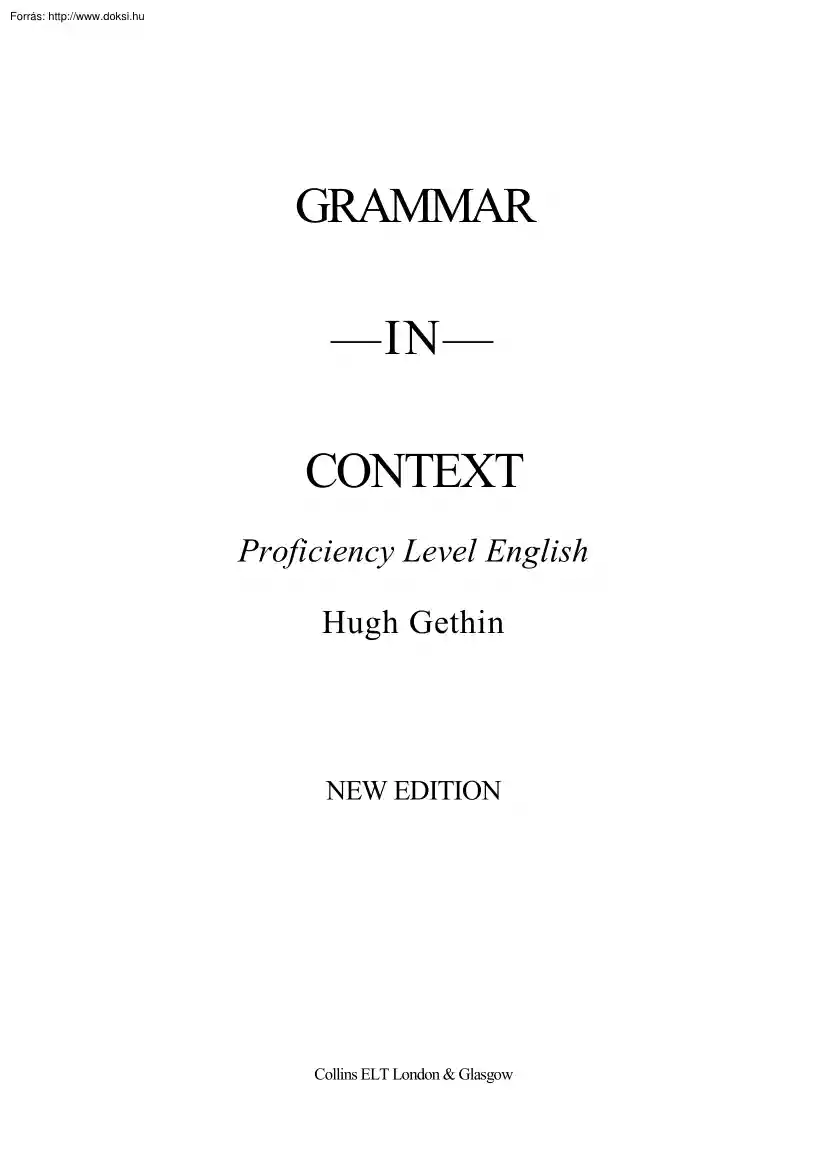 Hugh Gethin - Grammar in Context