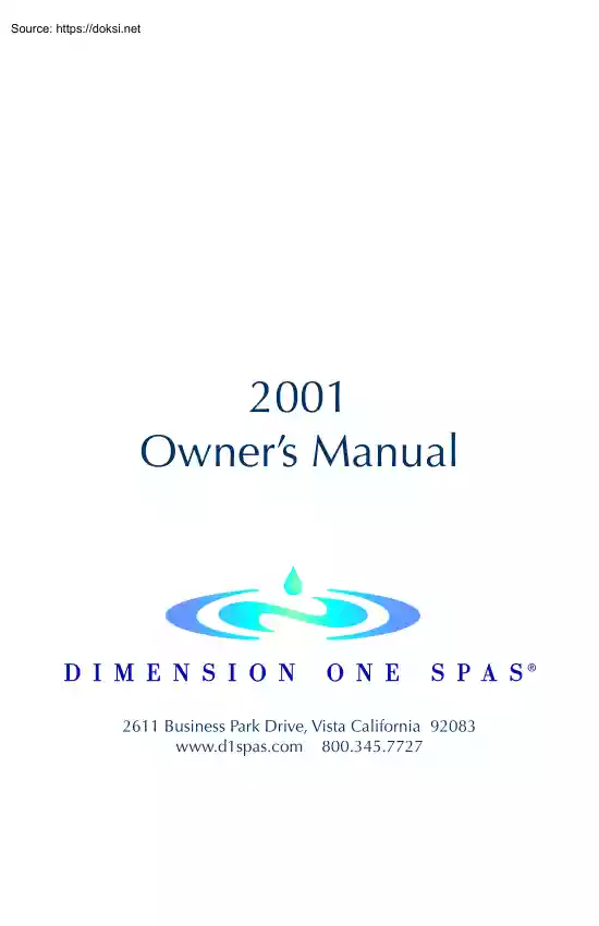 Dimension One Spas Owners Manual
