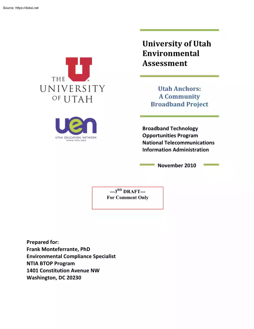 University of Utah Environmental Assessment