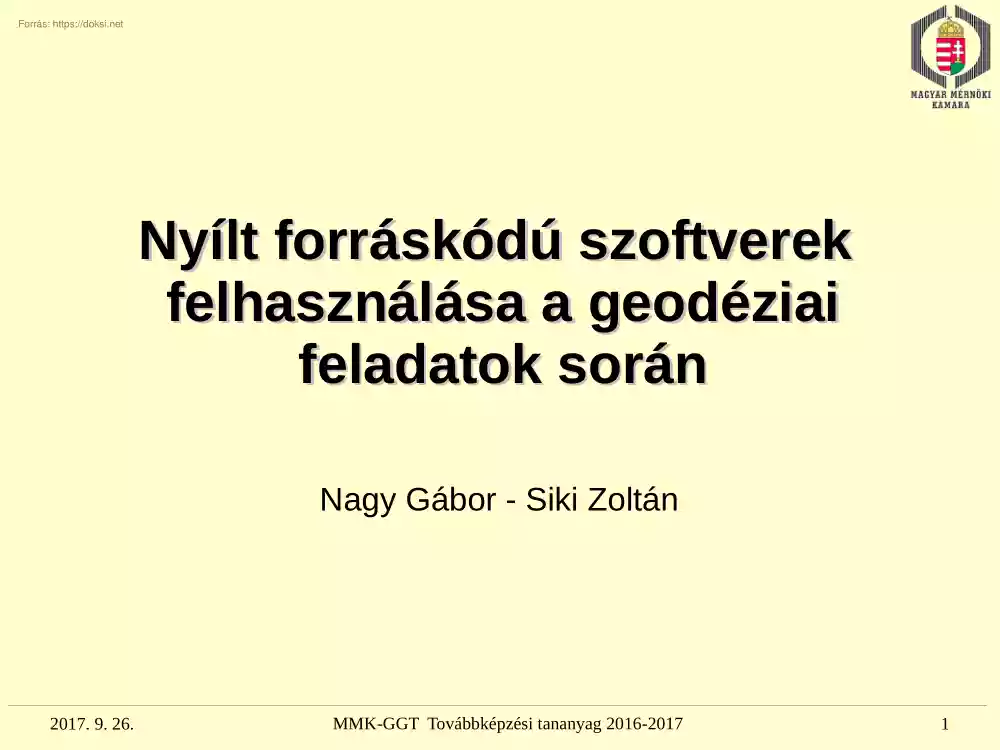 Nyílt forráskódú szoftverek felhasználása a geodéziai feladatok során
