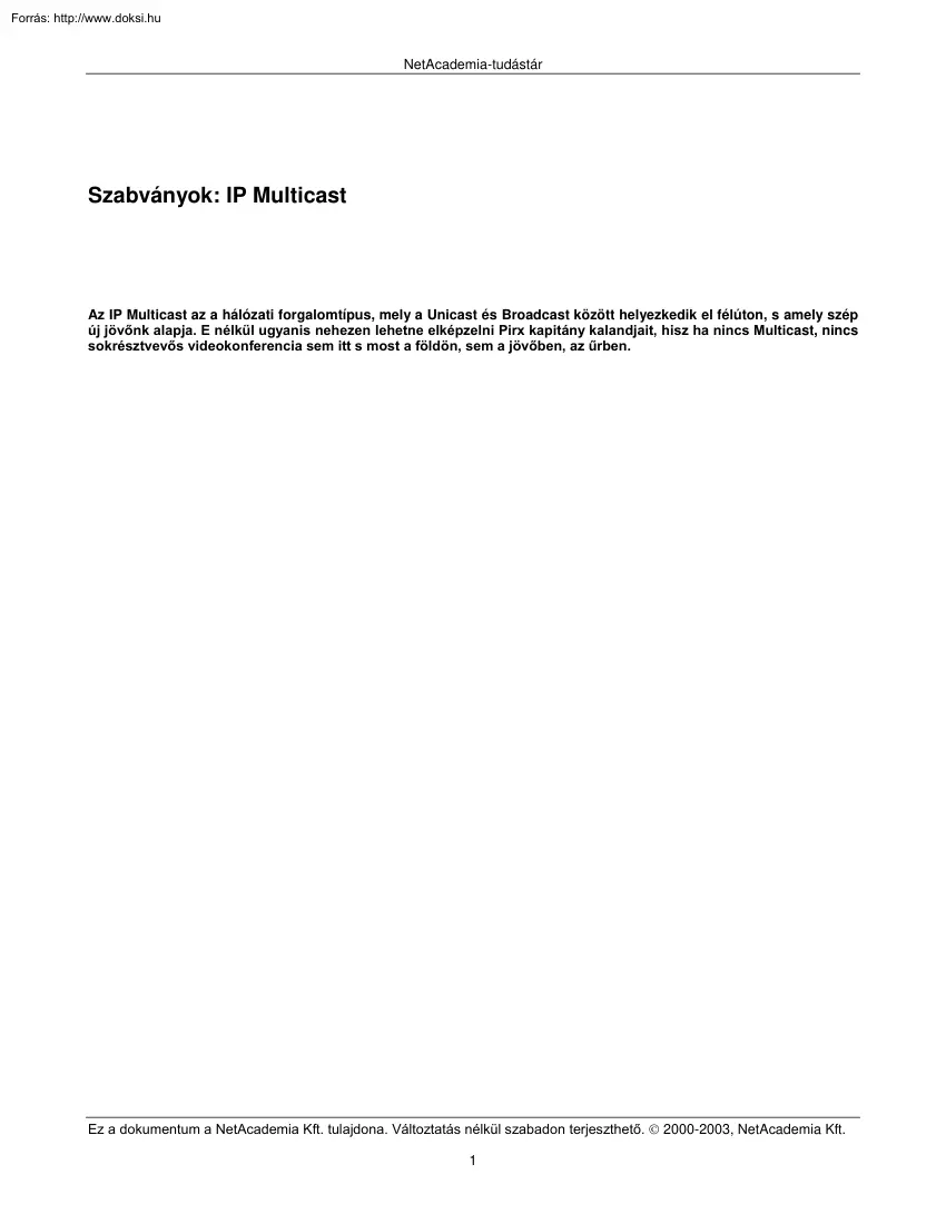 Fóti Marcell - IP Multicast