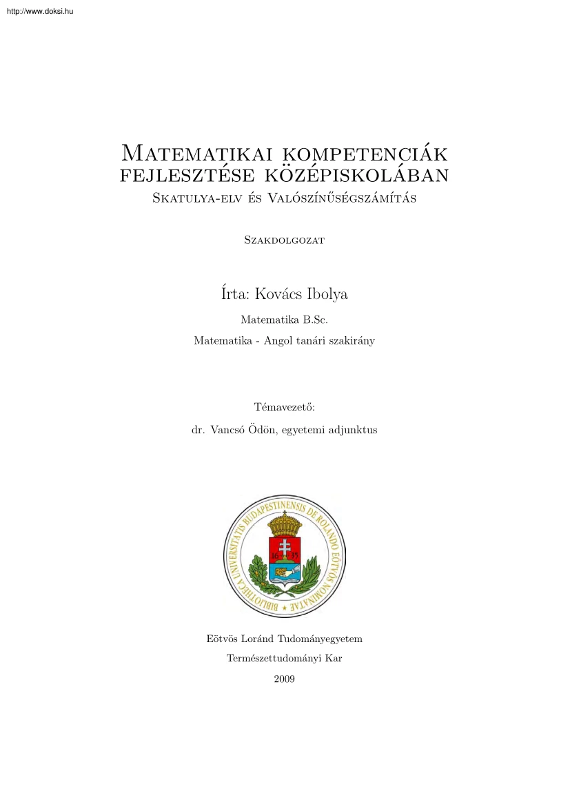 Kovács Ibolya - Matematikai kompetenciák fejlesztése középiskolában