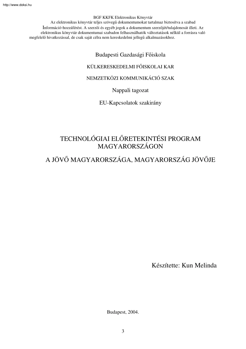 Kun Melinda - Technológiai előretekintési program Magyarországon