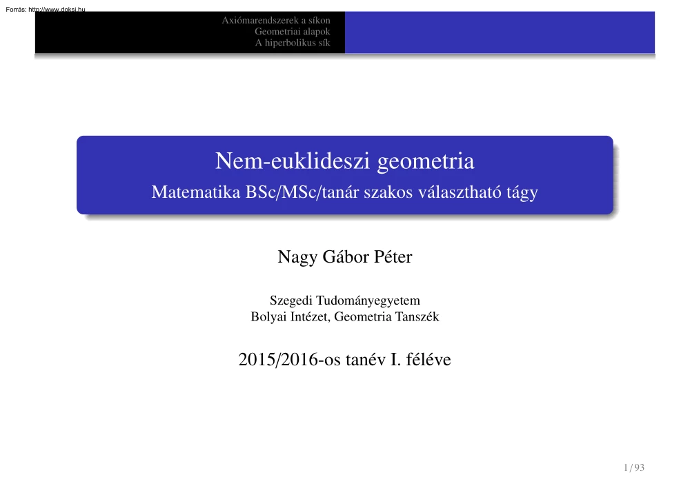 Nagy Gábor Péter - Nem-euklideszi geometria