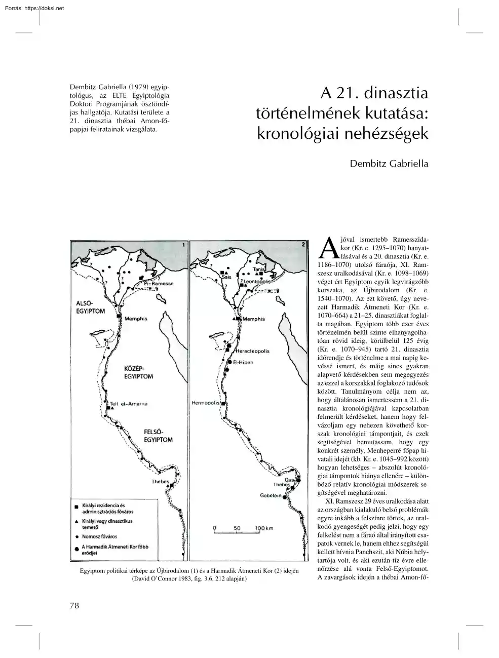 Dembitz Gabriella - A 21. dinasztia történelmének kutatása, kronológiai nehézségek
