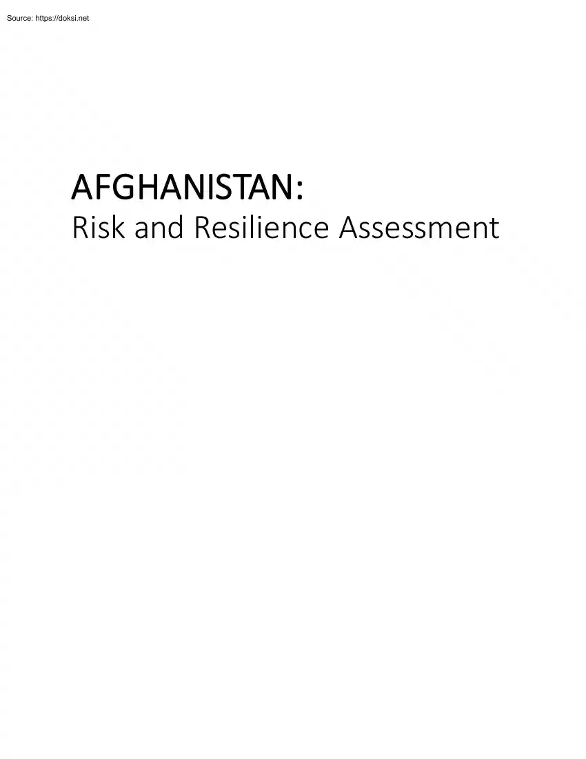 Afghanistan, Risk and Resilience Assessment