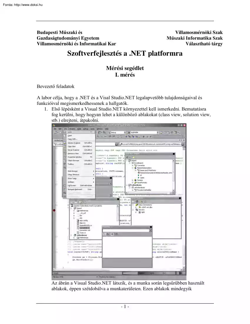 BME-VIK Szoftverfejlesztés a .NET platformra