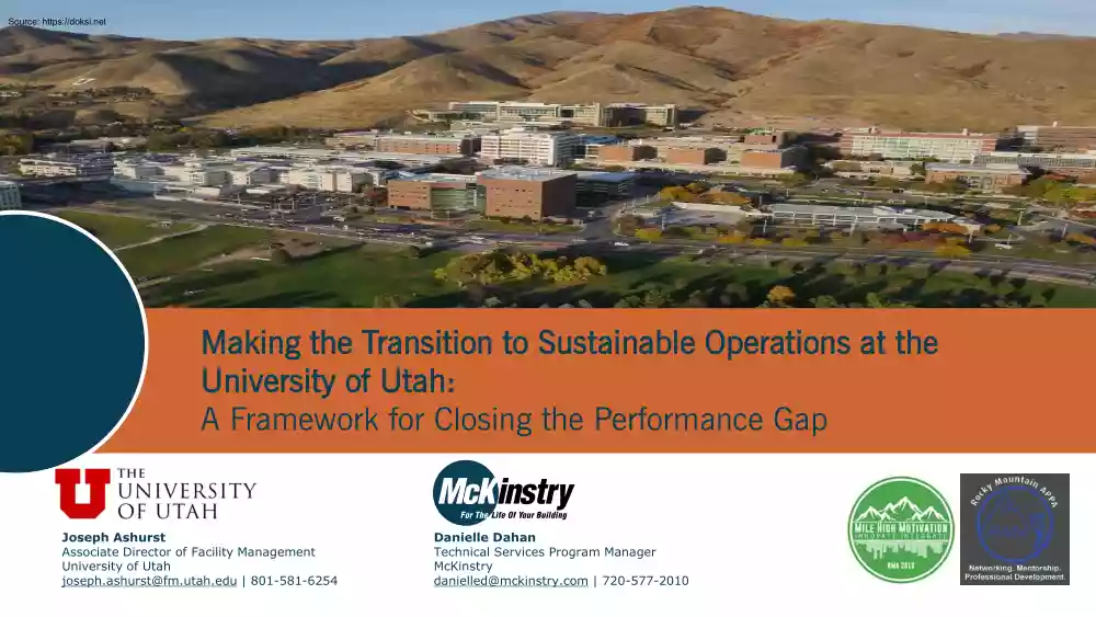 Making the Transition to Sustainable Operations at the University of Utah