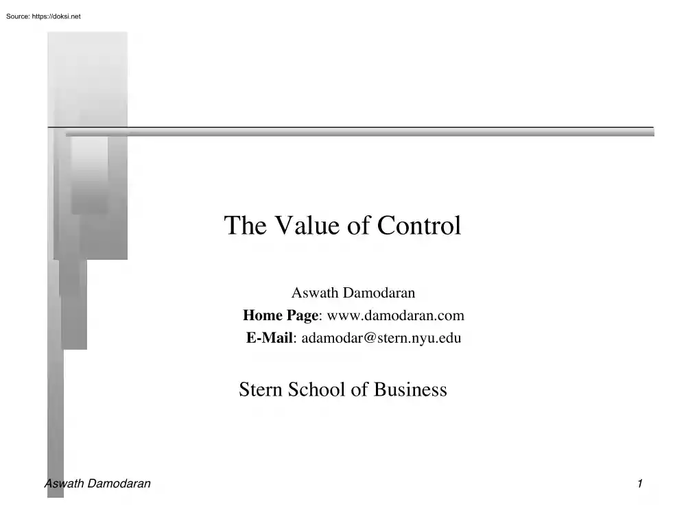 Aswath Damodaran - The Value of Control