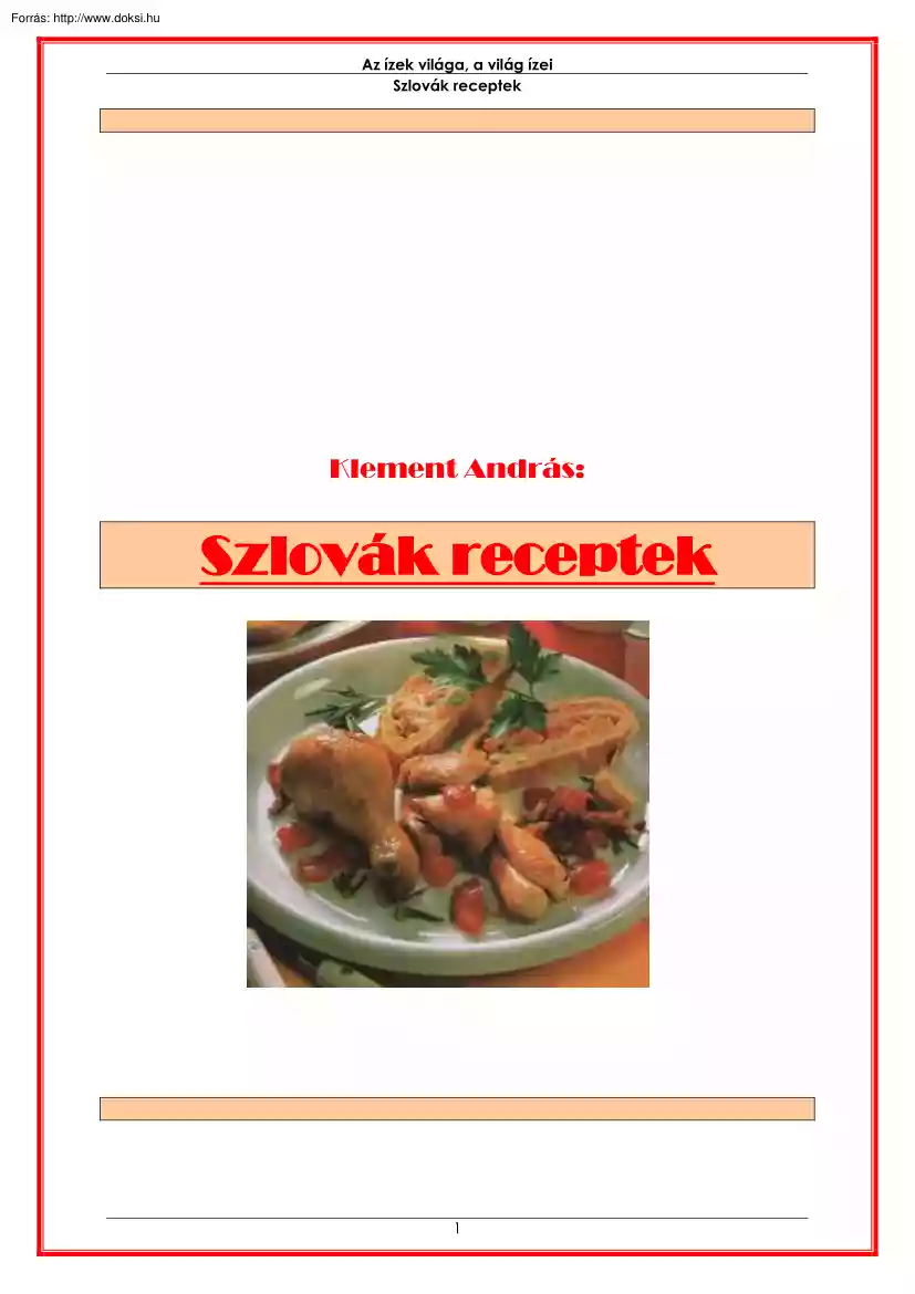Klement András - Szlovák receptek