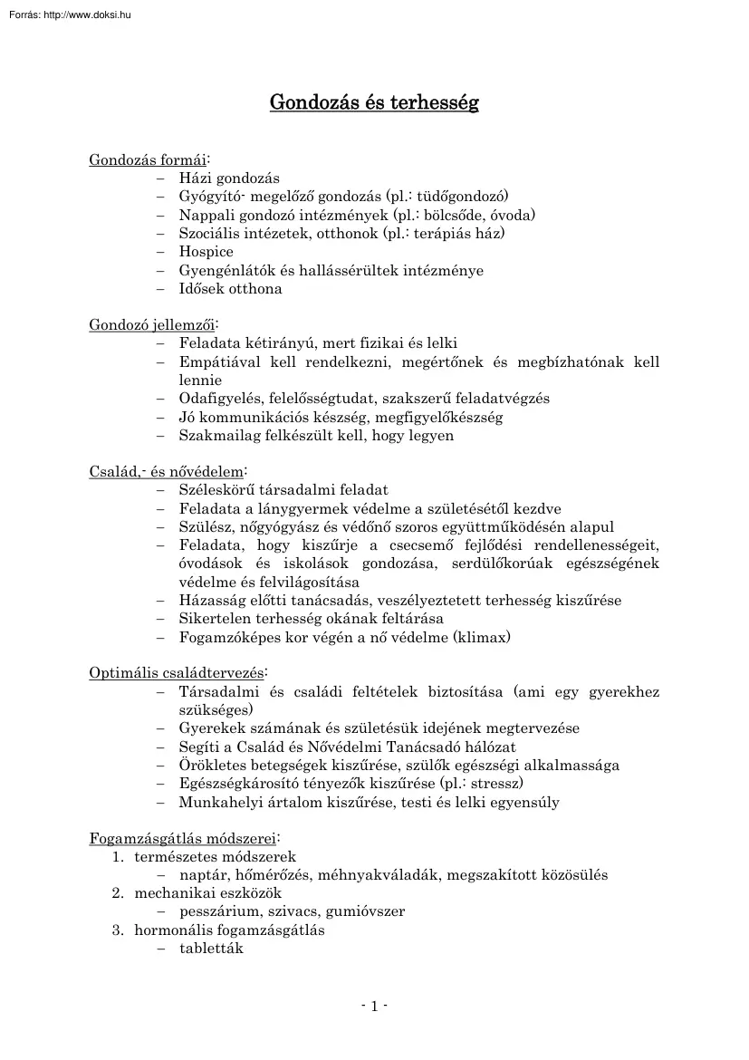 Gondozás és terhesség