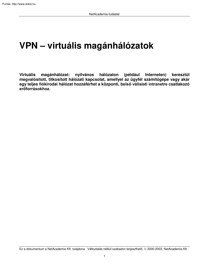 Fülöp Miklós - Virtuális magánhálózatok