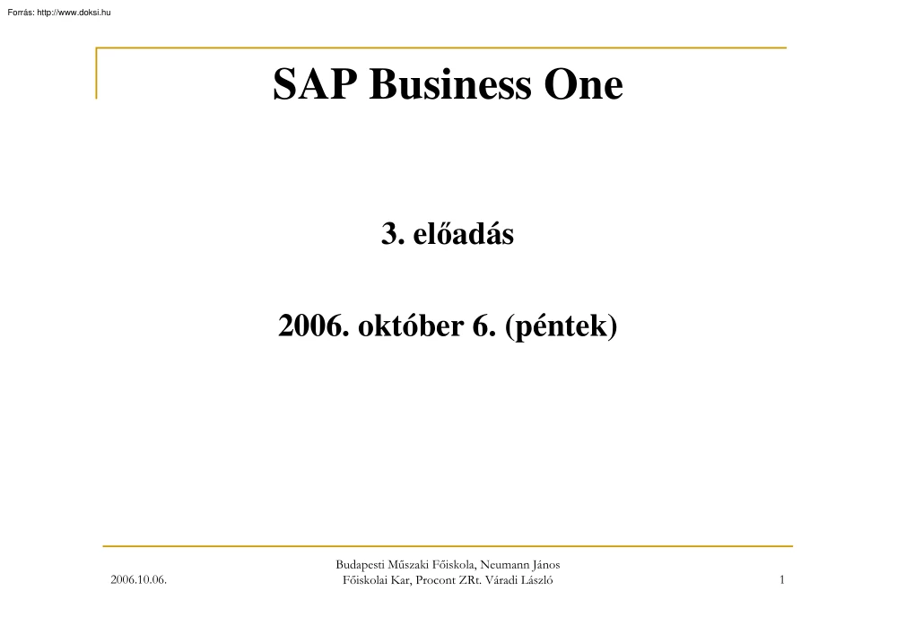Váradi László - SAP Business One 3-5 előadás