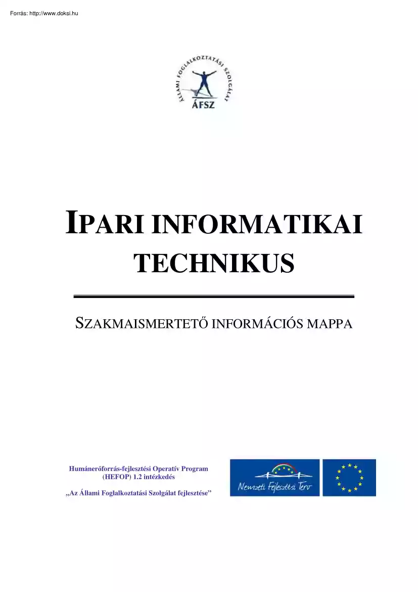 Ipari informatikai technikus, szakmaismertető információs mappa