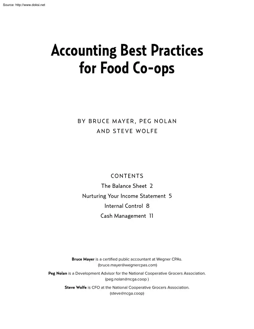 Mayer-Nolan - Accounting Best Practices for Food Coops