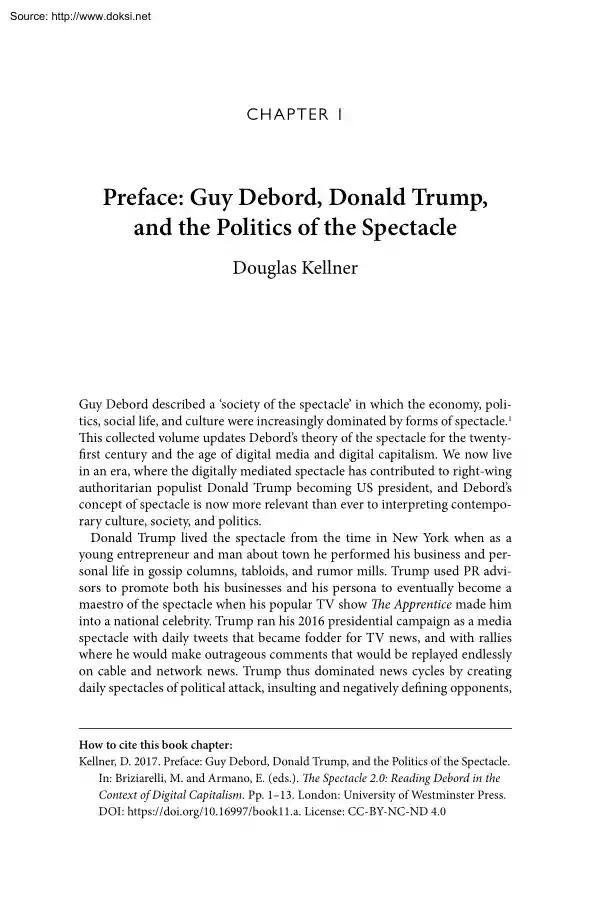 Douglas Kellner - Preface, Guy Debord, Donald Trump, and the Politics of the Spectacle