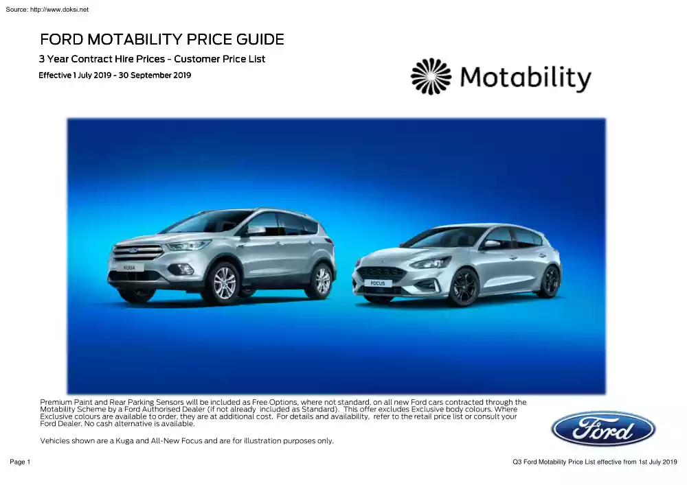 Ford Mobility Price Guide, 2019