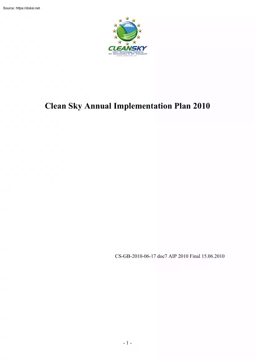 Clean Sky Annual Implementation Plan