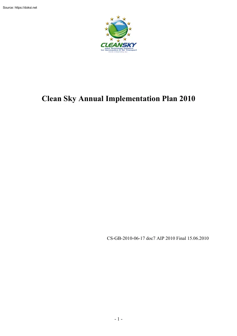 Clean Sky Annual Implementation Plan