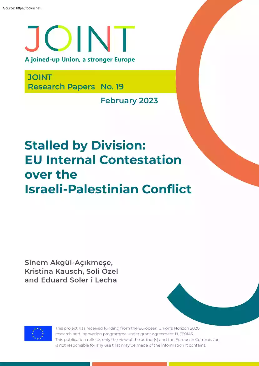 Stalled by Division, EU Internal Contestation over the Israeli Palestinian Conflict