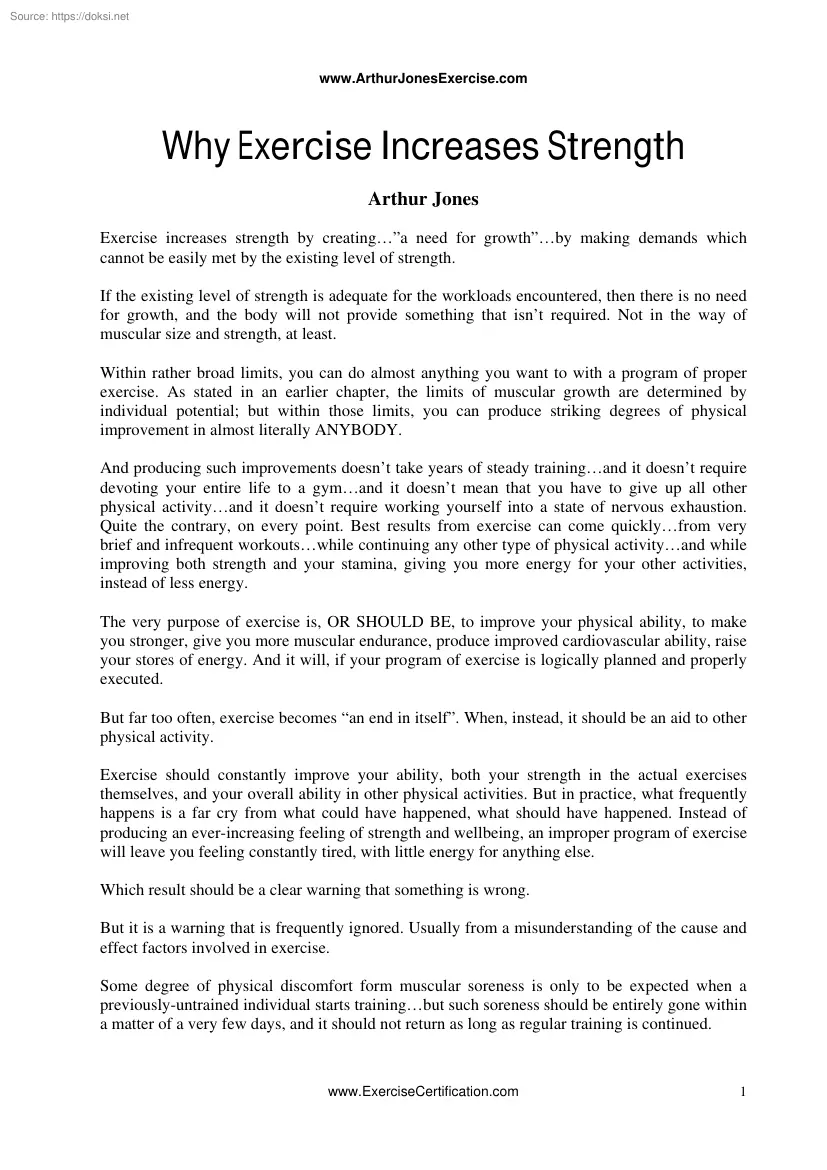 Arthur Jones - Why Exercise Increases Strength