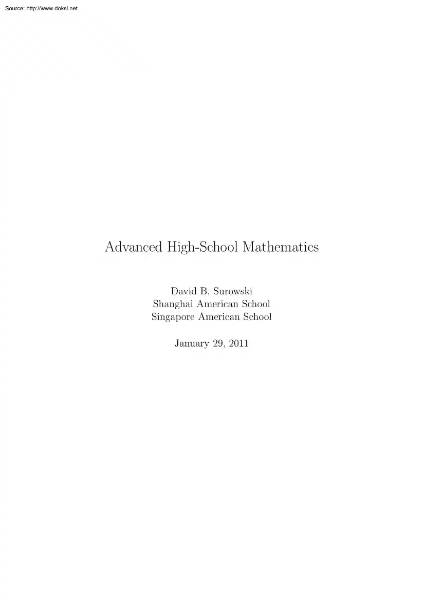 David B. Surowski - Advanced High School Mathematics