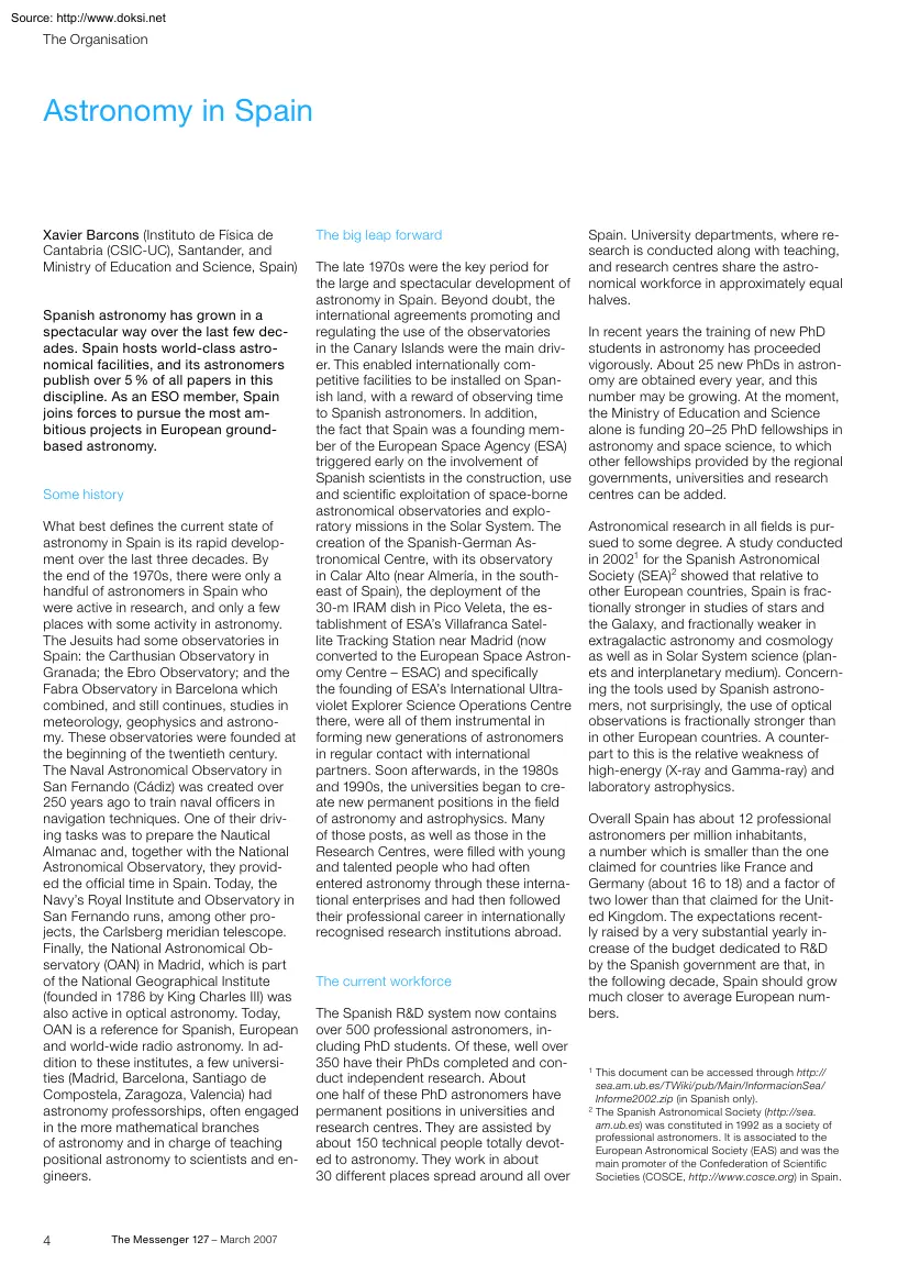 Xavier Barcons - Astronomy in Spain