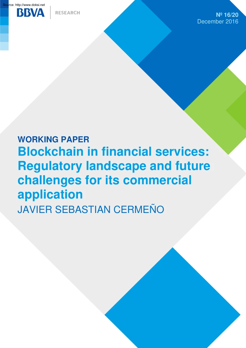 Javier Sebastian Cermeno - Blockchain in Financial Services, Regulatory Landscape and Future Challenges for its Commercial Application