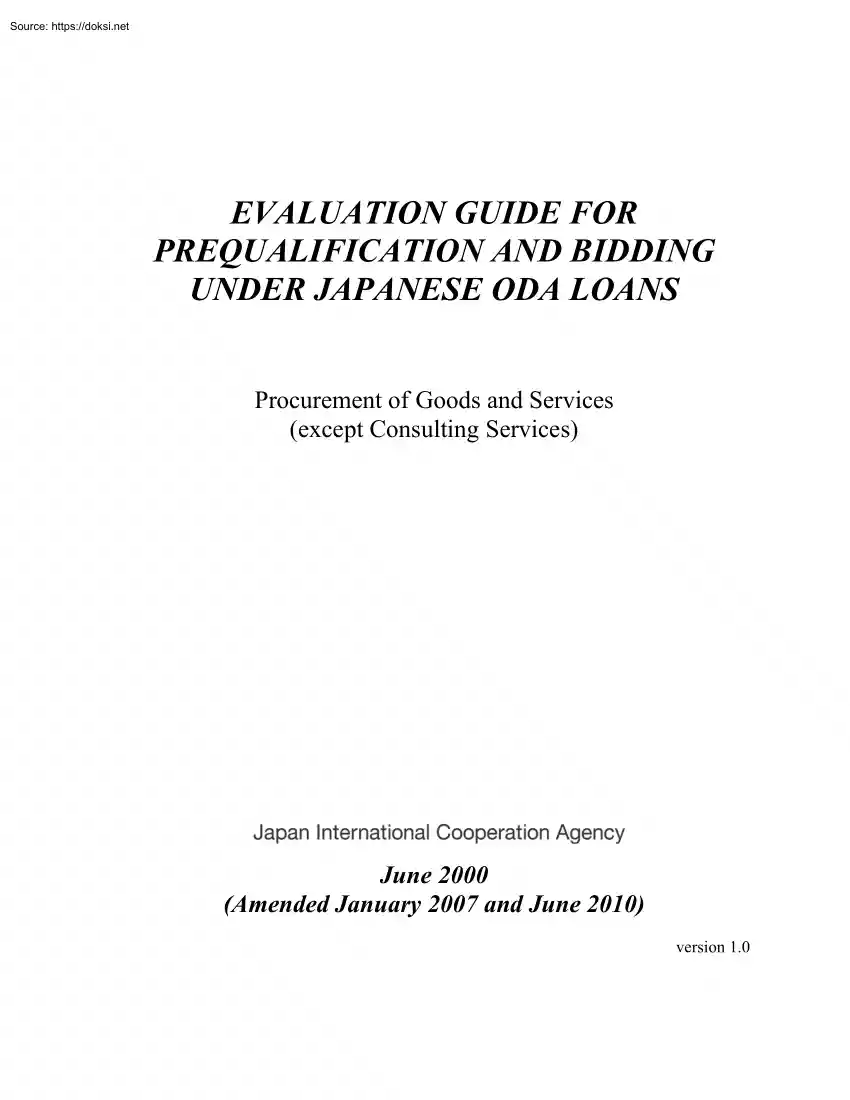 Evaluation Guide for Prequalification and Bidding Under Japanese Oda Loans