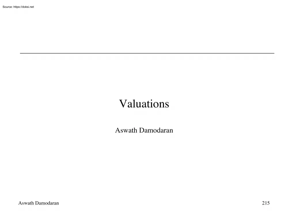 Aswath Damodaran - Valuations