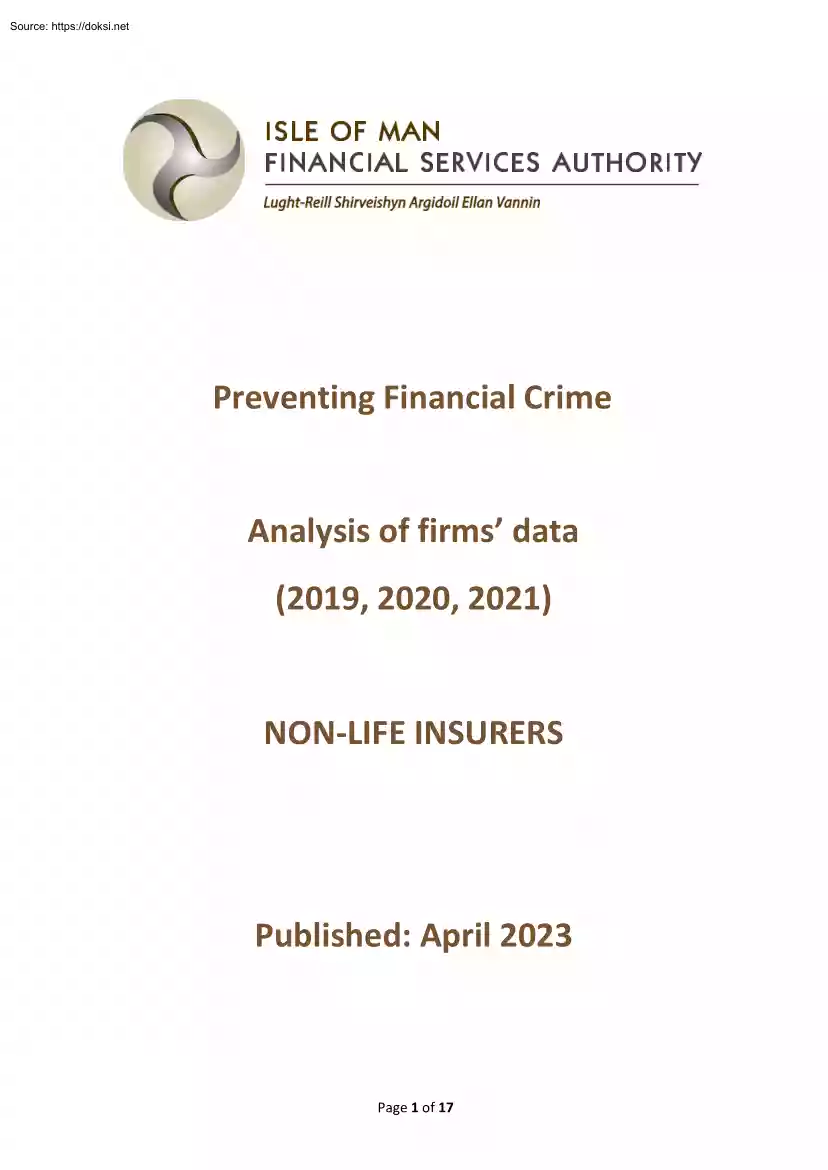 Preventing Financial Crime, Non-life Insurers