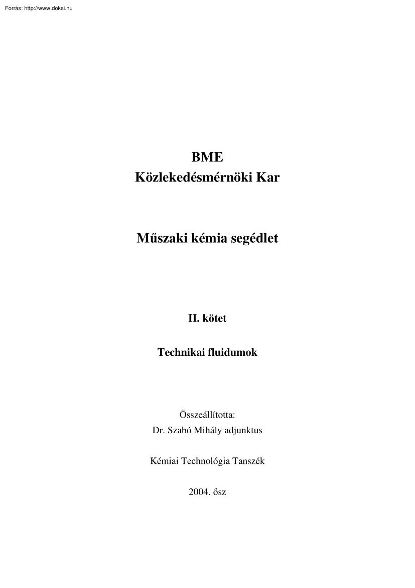 BME Dr. Szabó Mihály - Technikai fluidumok