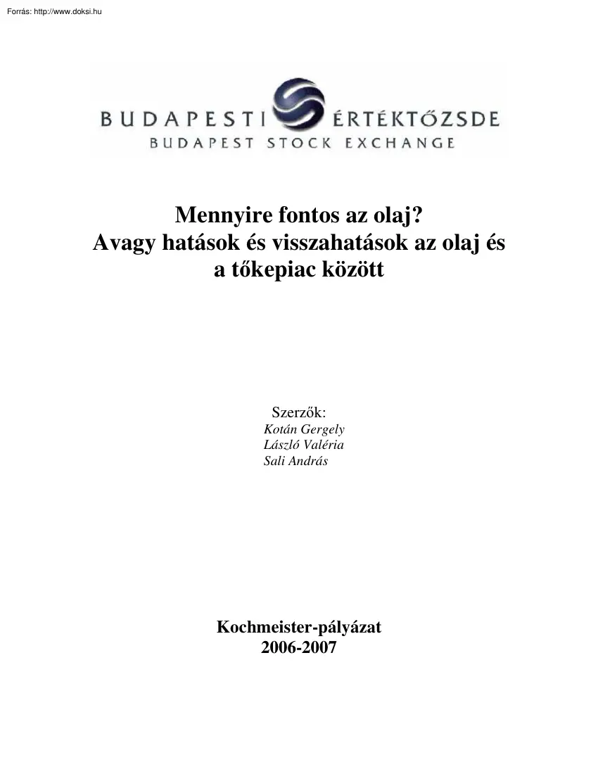 Kotán-László-Sali - Mennyire fontos az olaj, avagy hatások és visszahatások az olaj és a