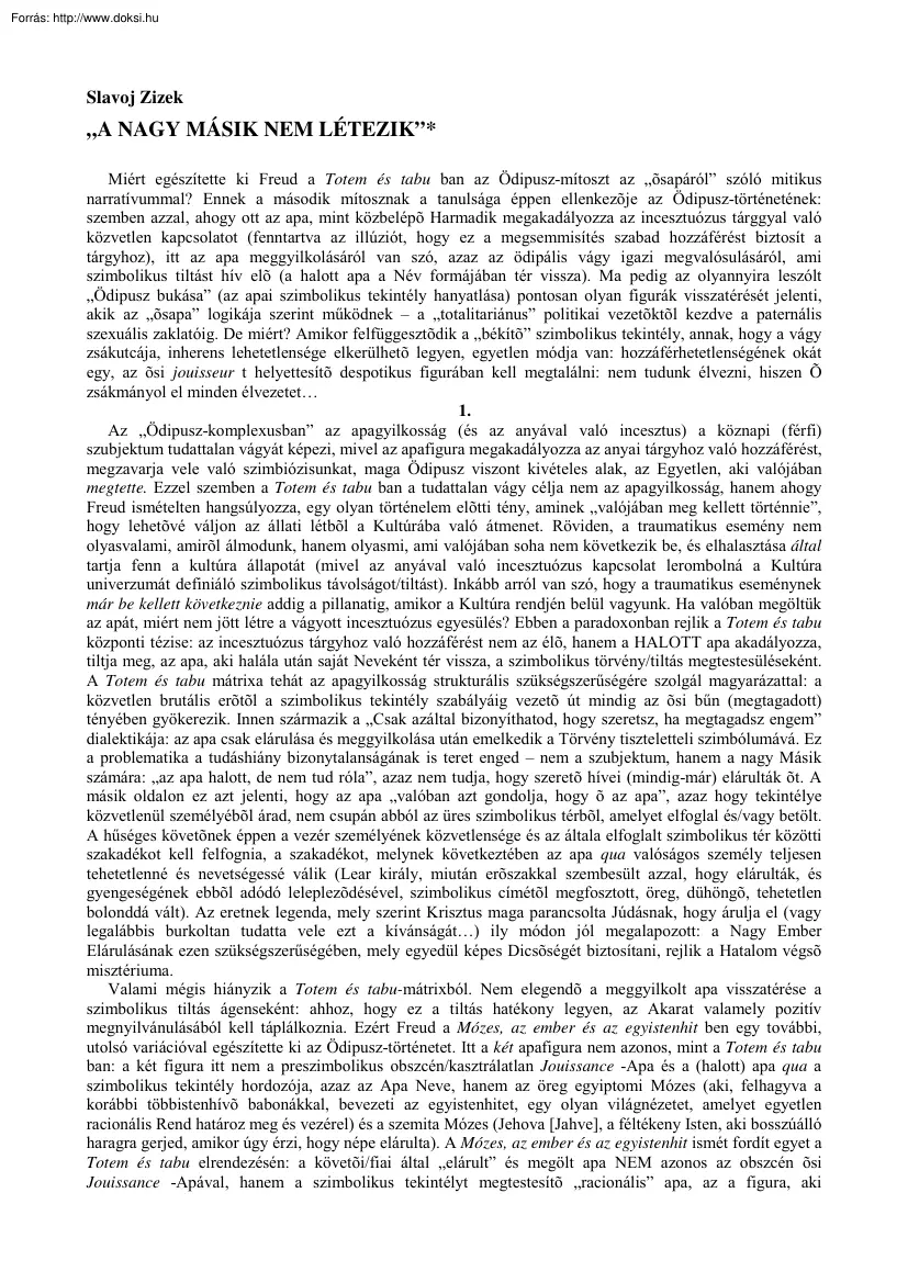 Slavoj Zizek - A nagy másik nem létezik